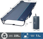 TIMBER RIDGE 20-Second Quick Set-Up Camping Cot, Lightweight Aluminum Folding Cot with Zipper Closure, Portable Carry Bag Included for Camping, Travel and Outdoors, Support up to 225lbs, Blue