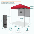 EAGLE PEAK 6x4 Instant Pop Up Canopy Tent with 1 Half Wall Panel, Straight Leg Sun Shelter, Portable Canopy with Carry Bag for Camping, Beach & Sports, Red