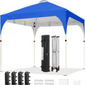 Yaheetech 6.6x6.6 Pop Up Canopy Tent with Vent, Easy Set Up Tent, Instant Sun Shelter Canopy with Wheeled Bag, 4 Sandbags, 8 Stakes & 4 Ropes, for Parties, Beach, Outdoor, Blue