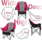 Oversized Camping Chair for Adults - Heavy Duty 400 lbs Padded Folding Chair with Wine Glass Holder, 2 Cup Holders & Side Pockets, Portable Carry Bag for RV, Tailgating, Lawn