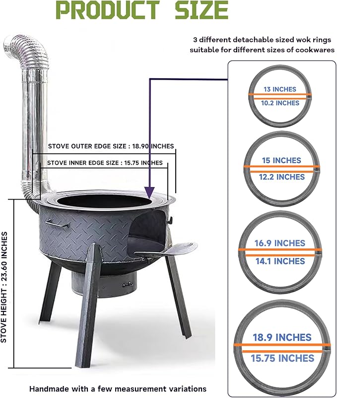 Multifunction Wood Burning Stove, 2.2mm Diamond-Pattern Steel Portable Grill,Rocket Stove with Large Grill Rack for Outdoor Cooking, Backyard, Camping & Off-Grid Living