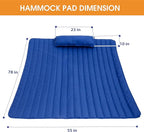 Lazy Daze Hammocks 2 Person Hammock Pad and Pillow Set, Double Polyester Quilted 78" x55" Replacement Pad for Rope Hammock, Blue