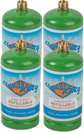 Flame King 1LB EMPTY Propane Cylinder Tank – Refillable – Reusable – Safe and Legal Refill Option – DOT Compliant – 16.4 oz for Camping, Backpacking, and Hiking (4-Pack), Green (YSN164-4)