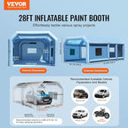 VEVOR Inflatable Paint Booth, 27.9 x 15.7 x 10.8 ft Inflatable Spray Booth, Portable Car Paint Booth for Small Truck, with 950W+750W Powerful Blowers and Air Filter System, Large Motorcycle, Midsize S