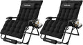 Amopatio Oversized Zero Gravity Chair, 33''W Reclining Camping Lounge Chair Upgraded Lock and Footrest, Cup Holder, Removable Cushion & Headrest Folding Patio Recliner for Indoor Outdoor