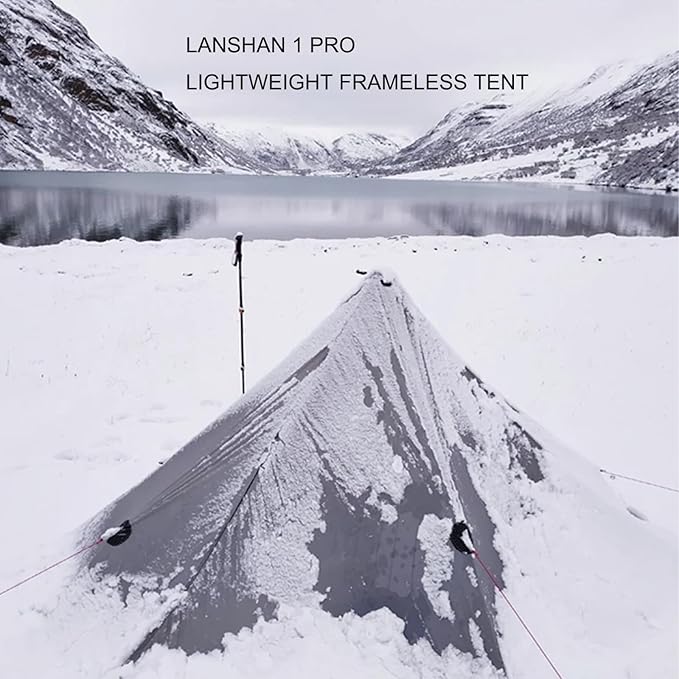 3F UL GEAR Lanshan 1 pro Tent, Outdoor 1 Person Ultralight Camping Tent, 3 Season Professional 20D Silnylon Rodless Camping Tent, Waterproof Backpacking Tent for Camping, Hiking, Trekking(Green)