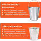 15-Pack Drip Tray Grease Liners & 1 Drip Bucket for Traeger Pellet Grills, Pit-Boss, Camp Chef, Rec Tec, Fit Traeger Pro 575/780, 22/34, Ironwood 650/885, Grill Accessories Traeger HDW152