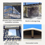 4 Season Air Tent Glamping Tent with Separate Living and Sleeping Area,Waterproof Pop-Up Outhouse Yurt with Pump and Stove Jack Hole, 8-10 Person Camping Quick Set Up