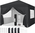 Yaheetech 8x8 Pop Up Canopy with 4 Removable Sidewalls, Portable Enclosed Instant Tent, Waterproof Outdoor Tent, Beach Sun Shelter with 4 Sandbags, 8 Stakes & 4 Ropes, Black