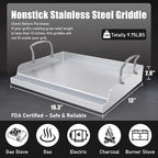 Nonstick Stainless Steel Griddle for Gas Grill Nanoceramic Griddle for Gas Top Stove 17" x 13" Flat Top Plate Cooking Skillet Pan Teppanyaki for Camping Outdoor Tailgating Plancha Para Cocinar