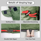 ShinHye Double Sleeping Bag for Adults with 2 Pillows, Camping Sleeping Bags Flannel Cotton 2 Person Sleeping Bags XXL Queen Size Sleeping Bag for Cold Weather