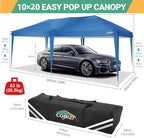 COBIZI Canopy 10x20 Pop Up Canopy with 6 Sidewalls,Waterproof Canopy Outdoor Event Shelter UPF 50+ Gazebo Tents for Parties Beach Camping Wedding Commercial Instant Easy up Canopy 10x20,Blue