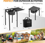 ROVSUN Single Burner Propane Gas Stove with Side Shelf & Carrying Bag, 100,000 BTU Portable Stove with Removable Legs & Regulator for Camping Home Backyard Cooking Brewing Canning Turkey Frying