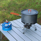 Bulin Camping Pot, 1.2L/1.5L High Efficiency Backpacking Pot Ultralight Camping Cooking Set Cookware Gear with Heat-Proof Handle & Heat Exchanger for Outdoor Picnic Hiking Travel