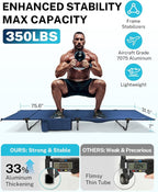 Gonex 31.5" Extra Wide Camping Cot with Premium Pillow Pocket Supports 350lbs, Portable Ultralight Folding Cot Bed for Adults Travel, Beach, Home, Sleeping (Blue)