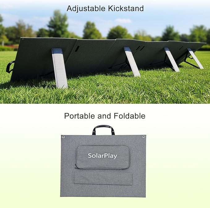 SolarPlay 400W Portable Solar Panel with Adjustable Kickstands, Foldable Solar Panel for Power Station, RV, Camping, Power Backup, Outdoor Generators, Blackout