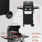 2-Burner Gas Grill with 234 SQ.IN. Outdoor Grill with 16,000 BTU,Propane Grills with Top Cover Lid,Grills Outdoor Cooking for Patios,Camping,Balcony-Q039