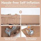 BISINNA Self Inflating Sleeping Pad Thick Foam Sleeping Mattress with Pillow for Camping Lightweight Insulated Sleeping Mat Fast Inflating for Camping Travel Car Tent