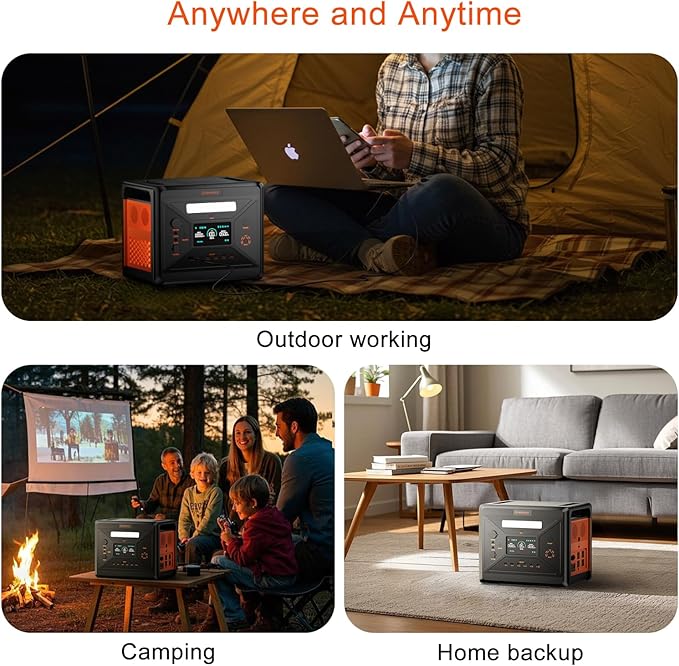 Greenery Portable Power Station, 2500W/2304Wh Large Capacity Solar Generator with Foldable Cart, Fast Charging Emergency Power Backup Solar Powered Generator for Camping RV/Van Road Trip Home Outage