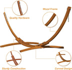Lazy Daze Hammocks 12 FT Outdoor Arc Wood Hammock Stand, 2 Person Hard Pine Wood Hammock Stand with Carabiners and Chains for Outdoor Patio Garden Yard Poolside, 400lb Capacity, Brown