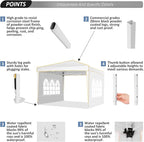 COBIZI 10x10 Pop up Canopy, Canopy Tent 10x10 Gazebos, Ez up for Parties Beach Camping Party Event Shelter Sun Shade with 4 Sidewalls & Carry Bag 4 Stakes & Ropes & Sandbags, White