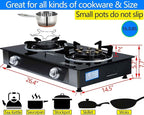 Propane Stove 2 Burner Gas Stove Novel 9 Copper Propane Burners Auto Ignition Tempered Glass with LPG CSA Hose for Outdoor Cooking,Emergency