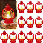 Ferraycle 12 Pcs Mini Lantern Decor 4 Inch Western Lantern Table Centerpiece Small Vintage Camping Hanging Lamp Ornaments Bulk for Cowboy Cowgirl Wedding Halloween Christmas (4 Inch,Red)