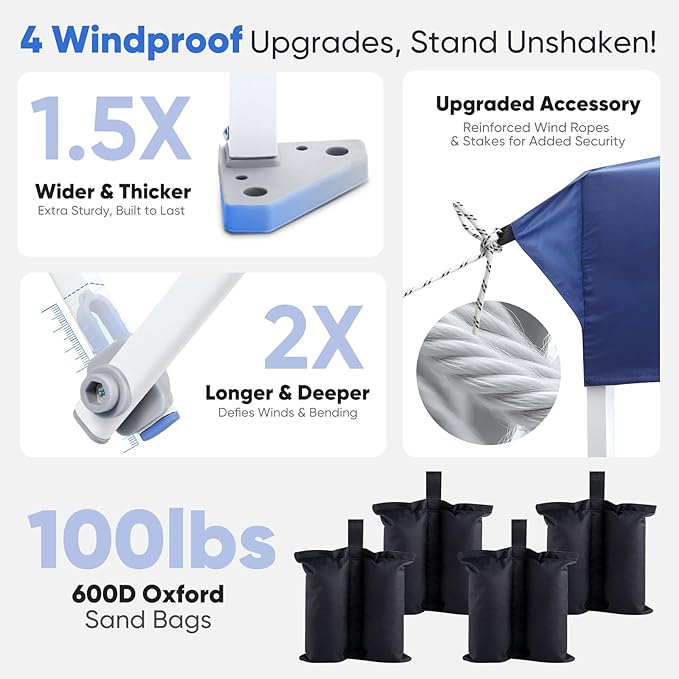 Sekey 10x10 Pop Up Canopy with One Push Setup-Easy Up Canopy with 99% UV Blocking - Instant Outdoor Sun Shade for Events, Parties, Camping- Commercial Gazebo with Weight Bags,Wind Proof&Waterproof