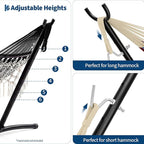 9FT Heavy Duty Adjustable Steel Hammock Stand, 450 LBS Capacity Outdoor Hammock Frame, Weather Resistant & Easy to Assemble for Patio Yard Garden