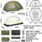 Naturehike 2025 Mongar Pro/Base Camping Tent, 1-3 Person Ultralight Backpacking Tent, 20D Nylon 3 Season Waterproof Mongar 2 Person Hiking Tent for Backpacker, Trip, Solo Camping