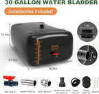 30 Gallon Water Storage Bladder - 1000D PVC Black RV Water Bladder, Portable Collapsible Storage Tank Containers for Gardens, Camping, Emergency Use