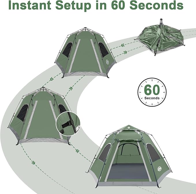 ADSMART Instant Tents for Camping 2/3/4/5 Person Tent Waterproof Easy Setup Sets Up Backpacking Tents with Carry Bag for Outdoor Hiking