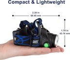 GRACETOP Greenlight LED Headlamp, 1800 Lumens Zoomable Hunting LED Head lamp Flashlight, Hands-Free Headlight Torch Lamp for Hunting Hiking Camping Fishing Reading Running