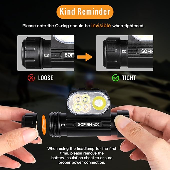 Sofirn HS22 Rechargeable Headlamp 2500 Lumens, Stepless Tint Mixing (2700K Warm to 6500K Cool), Dual Beam LED Headlight with Floodlight Spotlight, IP66 Waterproof for Camping, Hiking& Hard Hat Work