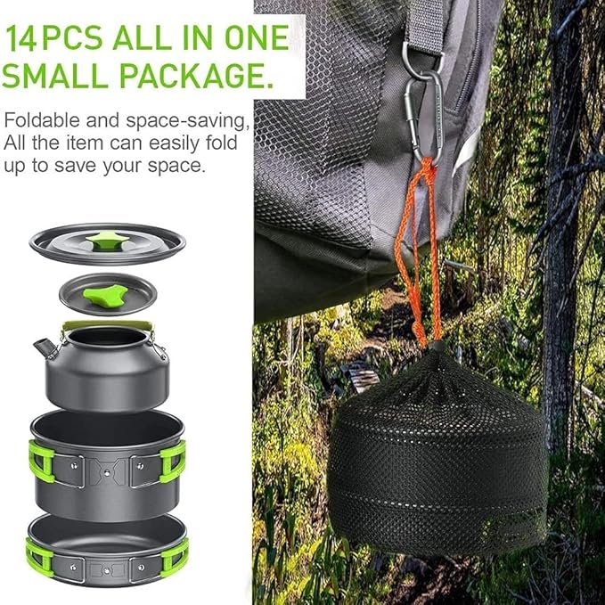 1 Set Outdoor Tableware Kit Reusable l Lightweight Camping Tools Cookware Travelling Hiking Picnic BBQ Equipments