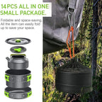 1 Set Outdoor Tableware Kit Reusable l Lightweight Camping Tools Cookware Travelling Hiking Picnic BBQ Equipments