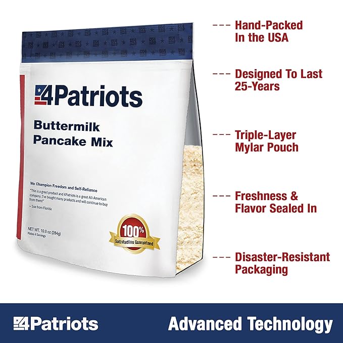 4Patriots Country Griddle Breakfast Kit: Tasty, Long-Lasting Survival Breakfast Food, 148 Servings