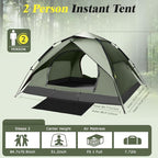 2-3 Person Camping Tent, Instant Pop Up Tents for Camping - 40s Automatic Easy Setup Tent with Rainfly, Double-Layer 3500mm Waterproof & Windproof Instant Tents for Hiking Backpacking