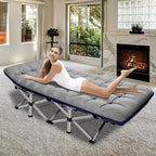 ABORON Camping Cot for Adult 28" Extra Wide, Heavy-Duty 1200D Oxford Cot for Sleeping, Portable Folding Camp Bed with Mat & Carry Bag