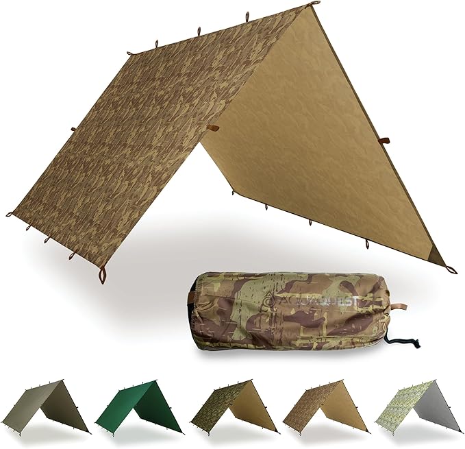 AquaQuest Defender Tarp – Heavy-Duty Waterproof (20,000 mm) Seam-Taped Rain Fly for Camping, Bushcraft & Survival