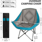 CAMPHILL Folding Camping Chair,Oversized Portable Camping Chair with Cup Holder,Heavy Duty Padded Lawn Chair for Camping,Tailgates,Beach,and Sports,Lake Blue