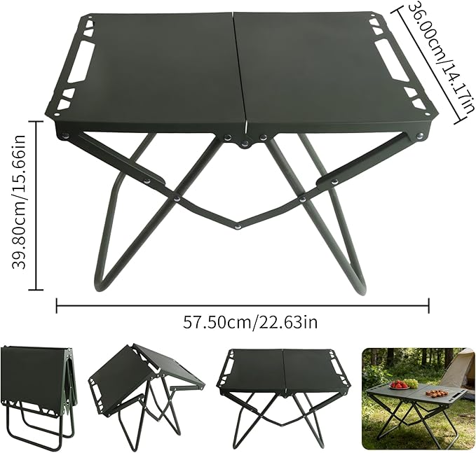 Folding Tactical Outdoor Table,Portable Adjustable Height IGT Modular Panels Camp Table with Light Bracket for Travel expeditions, Hiking, Picnics, BBQs & Beach Trips