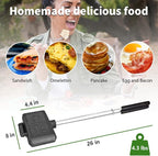 Double Pie Iron Sandwich Maker for Camping, Cast Iron Campfire Pie Cooker, Campfire Cooking Equipment Mountain Pie Maker