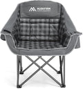 Oversized Camping Chair Padded Camping Chairs Heavy-Duty Foldable Camping Chairs with Cup Holder and Cooler Bag Portable Lawn Chair for Sports Outdoors-Support 450LBS, Grey