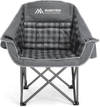Oversized Camping Chair Padded Camping Chairs Heavy-Duty Foldable Camping Chairs with Cup Holder and Cooler Bag Portable Lawn Chair for Sports Outdoors-Support 450LBS, Grey