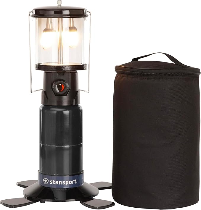 Stansport Propane Mantel Lantern – Outdoor Light with Adjustable Brightness, Carry Handle, Ventilated Hood, High-Output, Portable, for Emergency, Backpacking, Camping – Mantels Included
