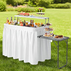 VINGLI Ice Table with Extra Storage Shelf,Side Table, Portasble Cooler Side Table with Removable Skirt, Patio Table, Indoor & Outdoor Bar for Events, Parties and Camping