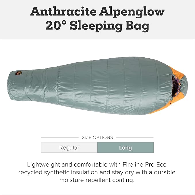 Big Agnes Anthracite - Backpacking Sleeping Bag, 3 Season, Lightweight, Compact