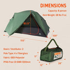 Kelty Wireless Freestanding Camping Tent, 2 4 or 6 Person Size, Huge Interior and Peak Height, Intuitive + Easy to Pitch, Color Coded Setup