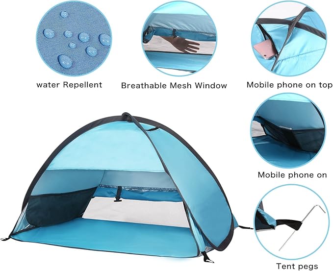 Pop Up Dog Beach Tent,Mini Head Tent,can be Fixed Small Dog Beach Sun Shelters Tent,shelter for cat,Waterproof and Breathable Mobile Phone Stand with Nails